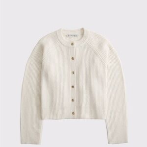 Abercrombie & Fitch Cream Ribbed Button-Up Cardigan
